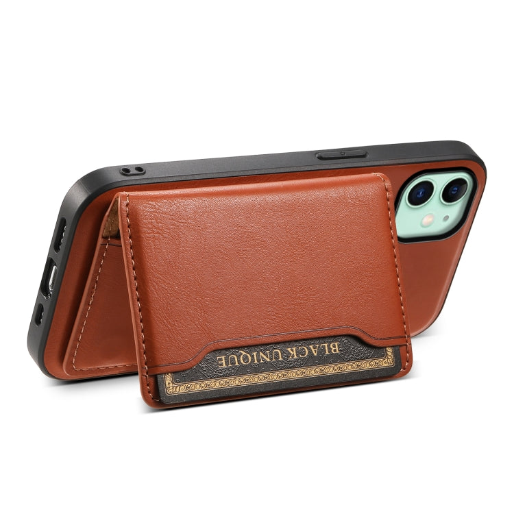 For iPhone 11 Denior Cowhide Texture Leather MagSafe Detachable Wallet Phone Case(Brown) - iPhone 11 Cases by Denior | Online Shopping South Africa | PMC Jewellery | Buy Now Pay Later Mobicred