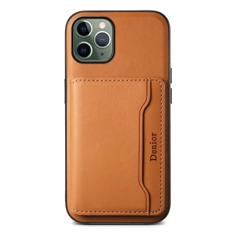 For iPhone 11 Pro Denior Cowhide Texture Leather MagSafe Detachable Wallet Phone Case(Khaki) - iPhone 11 Pro Cases by Denior | Online Shopping South Africa | PMC Jewellery | Buy Now Pay Later Mobicred