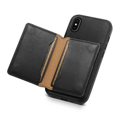 For iPhone X / XS Denior Cowhide Texture Leather MagSafe Detachable Wallet Phone Case(Black) - More iPhone Cases by Denior | Online Shopping South Africa | PMC Jewellery | Buy Now Pay Later Mobicred