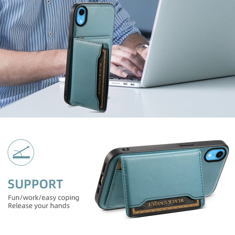 For iPhone XR Denior Cowhide Texture Leather MagSafe Detachable Wallet Phone Case(Blue) - More iPhone Cases by Denior | Online Shopping South Africa | PMC Jewellery | Buy Now Pay Later Mobicred