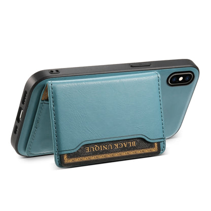 For iPhone XS Max Denior Cowhide Texture Leather MagSafe Detachable Wallet Phone Case(Blue) - More iPhone Cases by Denior | Online Shopping South Africa | PMC Jewellery | Buy Now Pay Later Mobicred