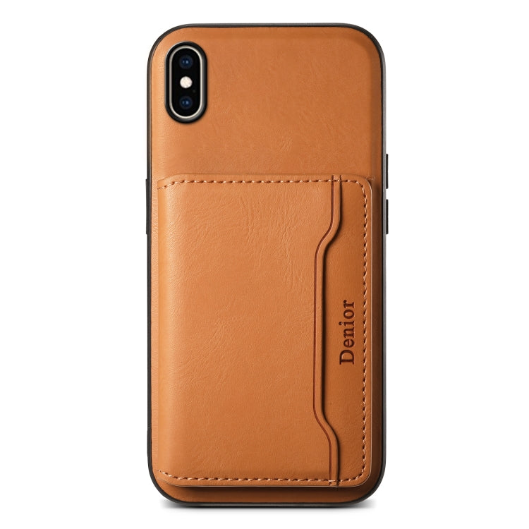 For iPhone XS Max Denior Cowhide Texture Leather MagSafe Detachable Wallet Phone Case(Khaki) - More iPhone Cases by Denior | Online Shopping South Africa | PMC Jewellery | Buy Now Pay Later Mobicred