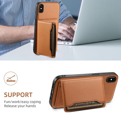 For iPhone XS Max Denior Cowhide Texture Leather MagSafe Detachable Wallet Phone Case(Khaki) - More iPhone Cases by Denior | Online Shopping South Africa | PMC Jewellery | Buy Now Pay Later Mobicred