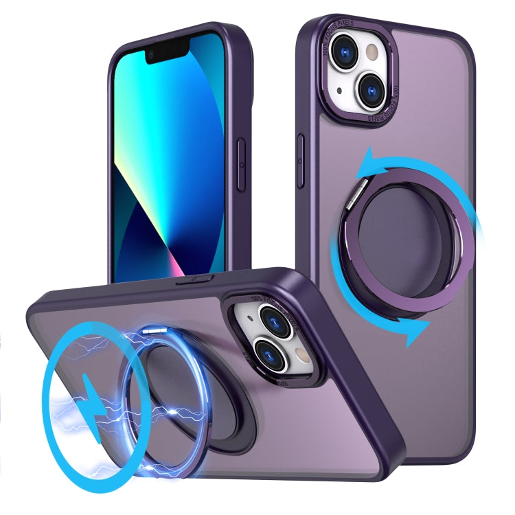 For iPhone 13 360-degree Rotating MagSafe Magnetic Holder Phone Case(Purple) - iPhone 13 Cases by PMC Jewellery | Online Shopping South Africa | PMC Jewellery