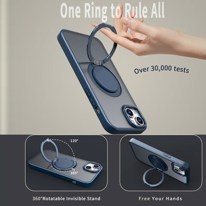 For iPhone 14 Plus 360-degree Rotating MagSafe Magnetic Holder Phone Case(Navy Blue) - iPhone 14 Plus Cases by PMC Jewellery | Online Shopping South Africa | PMC Jewellery