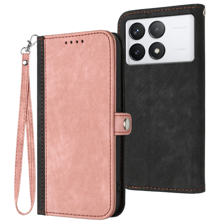 For Xiaomi Redmi K70 Side Buckle Double Fold Hand Strap Leather Phone Case(Pink) - K70 Cases by PMC Jewellery | Online Shopping South Africa | PMC Jewellery | Buy Now Pay Later Mobicred