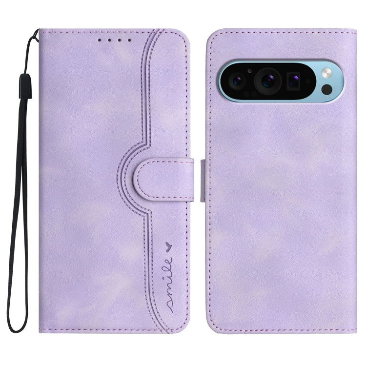 For Google Pixel 9 Pro Heart Pattern Skin Feel Leather Phone Case(Purple) - Google Cases by PMC Jewellery | Online Shopping South Africa | PMC Jewellery | Buy Now Pay Later Mobicred