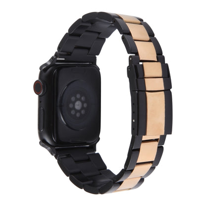 For Apple Watch SE 2022 40mm Three-Bead Stainless Steel Watch Band(Black Rose Gold) - Watch Bands by PMC Jewellery | Online Shopping South Africa | PMC Jewellery