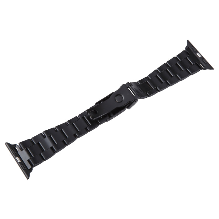 For Apple Watch Series 6 44mm Three-Bead Stainless Steel Watch Band(Black Gold) - Watch Bands by PMC Jewellery | Online Shopping South Africa | PMC Jewellery