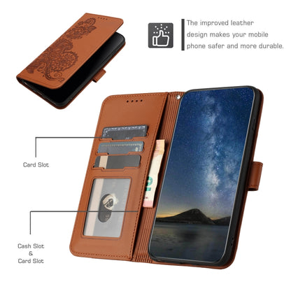 For Huawei Pura 70 Datura Flower Embossed Flip Leather Phone Case(Brown) - Huawei Cases by PMC Jewellery | Online Shopping South Africa | PMC Jewellery | Buy Now Pay Later Mobicred