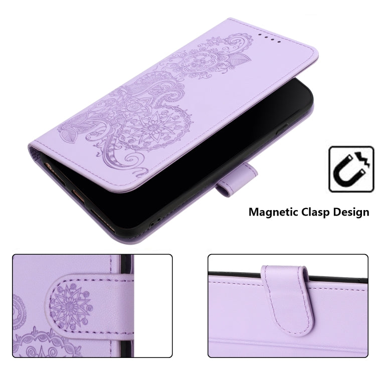 For Google Pixel 9 Pro Datura Flower Embossed Flip Leather Phone Case(Purple) - Google Cases by PMC Jewellery | Online Shopping South Africa | PMC Jewellery | Buy Now Pay Later Mobicred