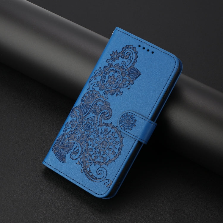 For Google Pixel 9 Datura Flower Embossed Flip Leather Phone Case(Blue) - Google Cases by PMC Jewellery | Online Shopping South Africa | PMC Jewellery | Buy Now Pay Later Mobicred