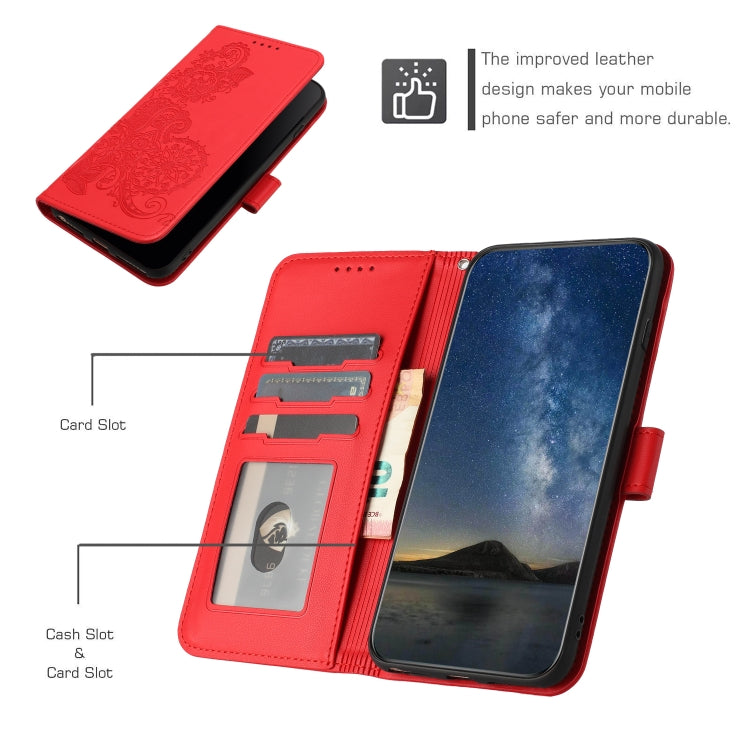 For Xiaomi Redmi K70 Datura Flower Embossed Flip Leather Phone Case(Red) - K70 Cases by PMC Jewellery | Online Shopping South Africa | PMC Jewellery | Buy Now Pay Later Mobicred