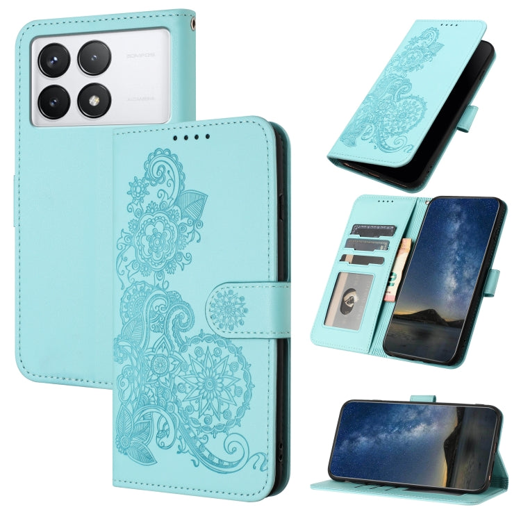 For Xiaomi Redmi K70 Datura Flower Embossed Flip Leather Phone Case(Light blue) - K70 Cases by PMC Jewellery | Online Shopping South Africa | PMC Jewellery | Buy Now Pay Later Mobicred