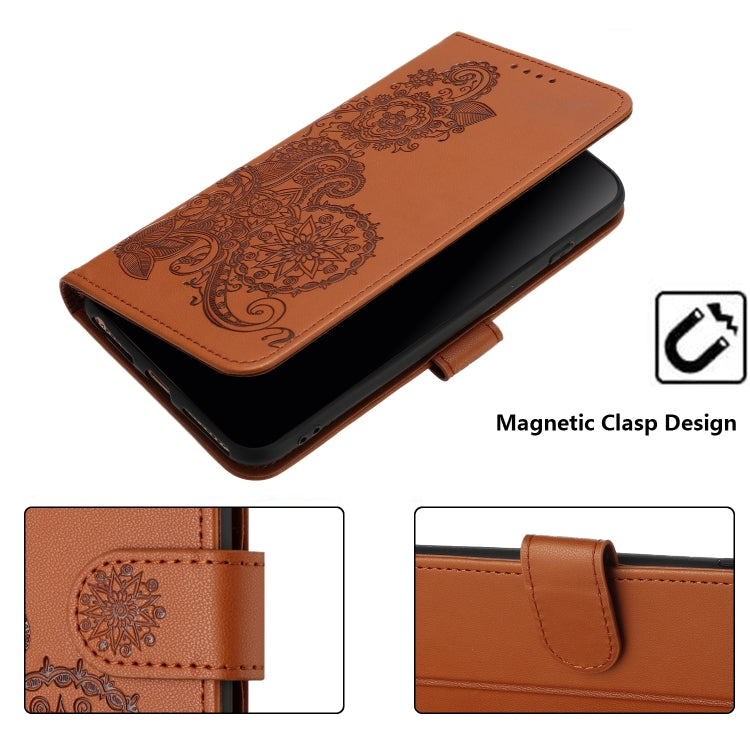 For Xiaomi Redmi K70 Datura Flower Embossed Flip Leather Phone Case(Brown) - K70 Cases by PMC Jewellery | Online Shopping South Africa | PMC Jewellery | Buy Now Pay Later Mobicred