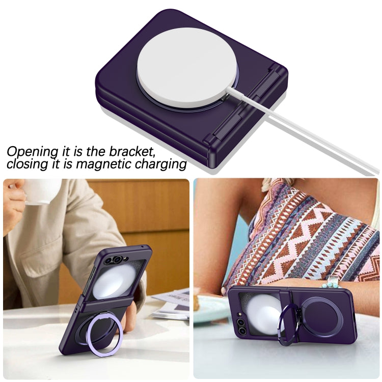 For Samsung Galaxy Z Flip5 5G 360 Degree Stand MagSafe Magnetic All-inclusive Phone Case(Dark Purple) - Galaxy Z Flip5 Cases by PMC Jewellery | Online Shopping South Africa | PMC Jewellery