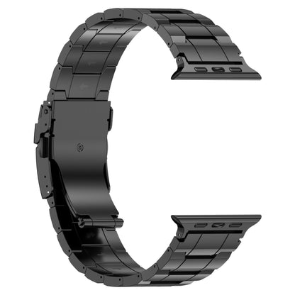 For Apple Watch SE 2023 40mm Safety Buckle Trapezoid Titanium Steel Watch Band(Black) - Watch Bands by PMC Jewellery | Online Shopping South Africa | PMC Jewellery