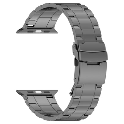 For Apple Watch SE 2023 40mm Safety Buckle Trapezoid Titanium Steel Watch Band(Grey) - Watch Bands by PMC Jewellery | Online Shopping South Africa | PMC Jewellery