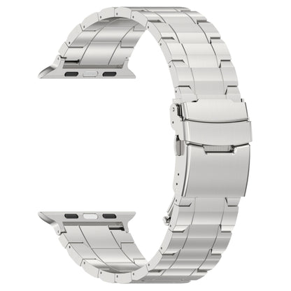 For Apple Watch Series 8 41mm Safety Buckle Trapezoid Titanium Steel Watch Band(Silver) - Watch Bands by PMC Jewellery | Online Shopping South Africa | PMC Jewellery