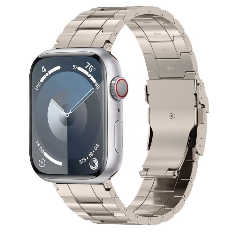 For Apple Watch SE 40mm Safety Buckle Trapezoid Titanium Steel Watch Band(Titanium) - Watch Bands by PMC Jewellery | Online Shopping South Africa | PMC Jewellery