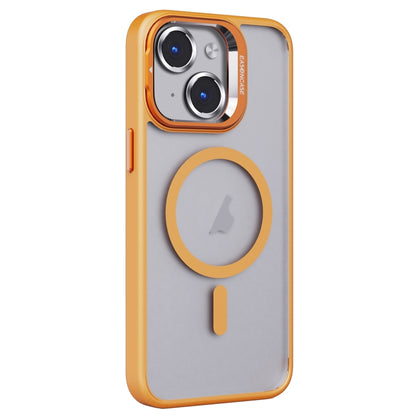 For iPhone 14 Plus Invisible Lens Holder PC + TPU Frosted MagSafe Phone Case(Orange) - iPhone 14 Plus Cases by PMC Jewellery | Online Shopping South Africa | PMC Jewellery