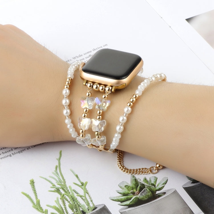 For Apple Watch Ultra 2 49mm Butterfly Chain Bracelet Metal Watch Band(Transparent Gold) - Watch Bands by PMC Jewellery | Online Shopping South Africa | PMC Jewellery