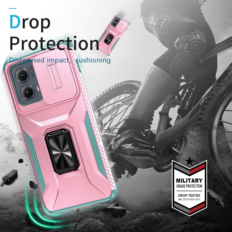 For Motorola Edge 5G 2024 Sliding Camshield Holder Phone Case(Pink + Grey Green) - Motorola Cases by PMC Jewellery | Online Shopping South Africa | PMC Jewellery | Buy Now Pay Later Mobicred