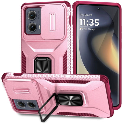 For Motorola Edge 5G 2024 Sliding Camshield Holder Phone Case(Pink + Rose Red) - Motorola Cases by PMC Jewellery | Online Shopping South Africa | PMC Jewellery | Buy Now Pay Later Mobicred