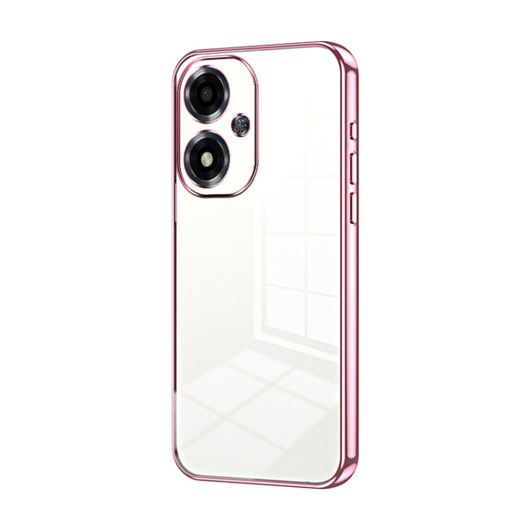 For OPPO A2m Transparent Plating Fine Hole Phone Case(Pink) - OPPO Cases by PMC Jewellery | Online Shopping South Africa | PMC Jewellery | Buy Now Pay Later Mobicred