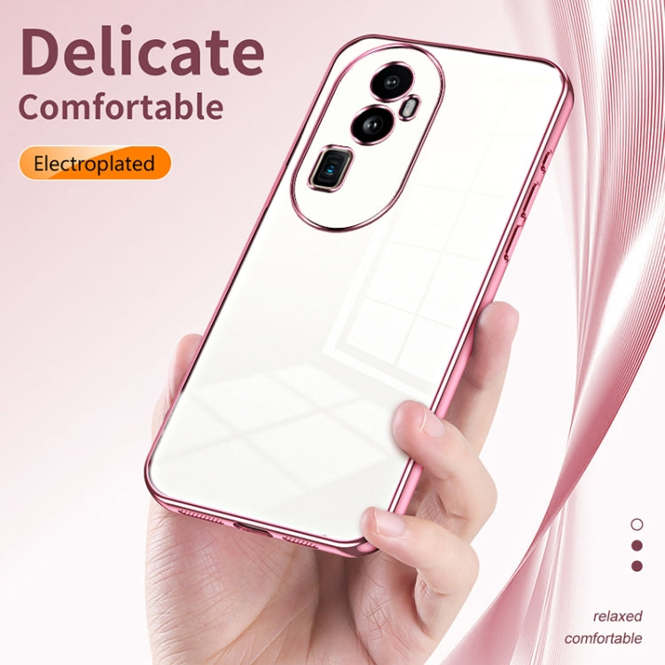 For OPPO Reno10 Pro+ Transparent Plating Fine Hole Phone Case(Pink) - OPPO Cases by PMC Jewellery | Online Shopping South Africa | PMC Jewellery | Buy Now Pay Later Mobicred