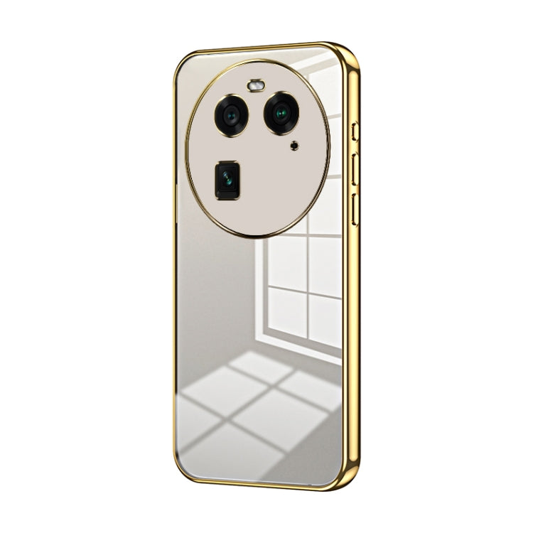 For OPPO Find X6 Transparent Plating Fine Hole Phone Case(Gold) - OPPO Cases by PMC Jewellery | Online Shopping South Africa | PMC Jewellery | Buy Now Pay Later Mobicred