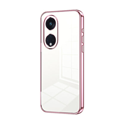 For OPPO Reno8 T 5G Transparent Plating Fine Hole Phone Case(Pink) - OPPO Cases by PMC Jewellery | Online Shopping South Africa | PMC Jewellery | Buy Now Pay Later Mobicred