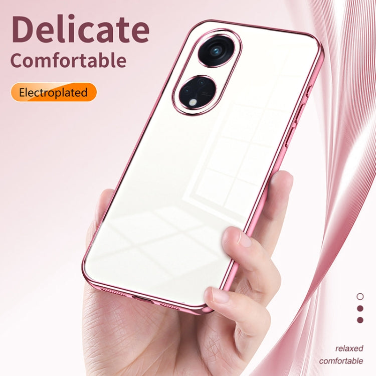 For OPPO Reno8 T 5G Transparent Plating Fine Hole Phone Case(Silver) - OPPO Cases by PMC Jewellery | Online Shopping South Africa | PMC Jewellery | Buy Now Pay Later Mobicred