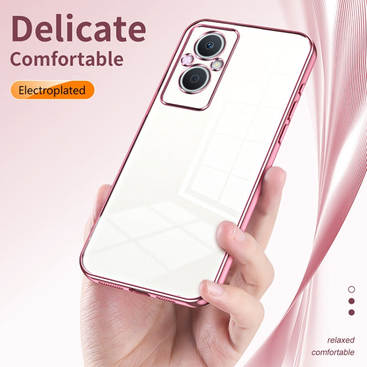 For OPPO Reno7 Z 5G / F21 Pro 5G Transparent Plating Fine Hole Phone Case(Purple) - OPPO Cases by PMC Jewellery | Online Shopping South Africa | PMC Jewellery | Buy Now Pay Later Mobicred