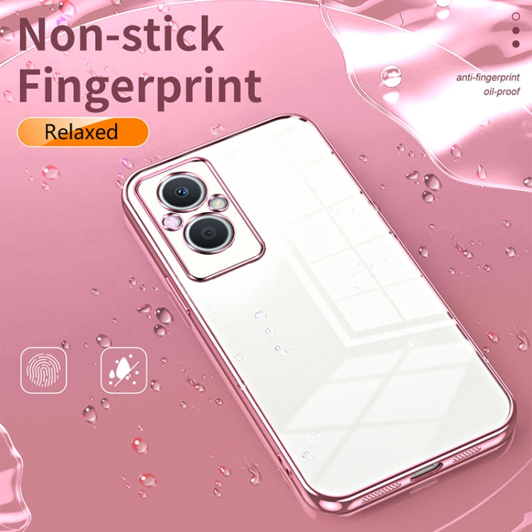 For OPPO Reno7 Z 5G / F21 Pro 5G Transparent Plating Fine Hole Phone Case(Silver) - OPPO Cases by PMC Jewellery | Online Shopping South Africa | PMC Jewellery | Buy Now Pay Later Mobicred