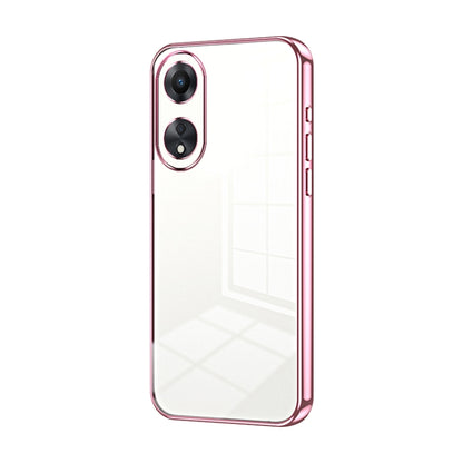 For OPPO A58 5G / A58x 5G Transparent Plating Fine Hole Phone Case(Pink) - OPPO Cases by PMC Jewellery | Online Shopping South Africa | PMC Jewellery | Buy Now Pay Later Mobicred