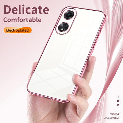 For OPPO A58 5G / A58x 5G Transparent Plating Fine Hole Phone Case(Pink) - OPPO Cases by PMC Jewellery | Online Shopping South Africa | PMC Jewellery | Buy Now Pay Later Mobicred