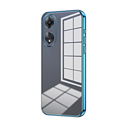 For OPPO A58 5G / A58x 5G Transparent Plating Fine Hole Phone Case(Blue) - OPPO Cases by PMC Jewellery | Online Shopping South Africa | PMC Jewellery | Buy Now Pay Later Mobicred