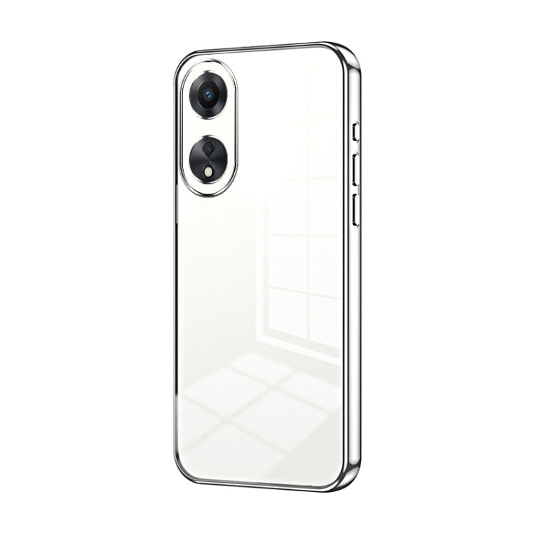 For OPPO A58 5G / A58x 5G Transparent Plating Fine Hole Phone Case(Silver) - OPPO Cases by PMC Jewellery | Online Shopping South Africa | PMC Jewellery | Buy Now Pay Later Mobicred