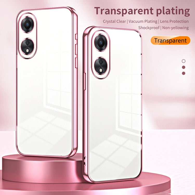 For OPPO A58 5G / A58x 5G Transparent Plating Fine Hole Phone Case(Silver) - OPPO Cases by PMC Jewellery | Online Shopping South Africa | PMC Jewellery | Buy Now Pay Later Mobicred