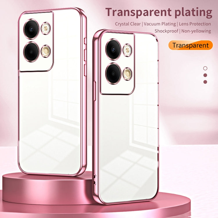 For OPPO Reno9 / Reno9 Pro Transparent Plating Fine Hole Phone Case(Transparent) - OPPO Cases by PMC Jewellery | Online Shopping South Africa | PMC Jewellery | Buy Now Pay Later Mobicred