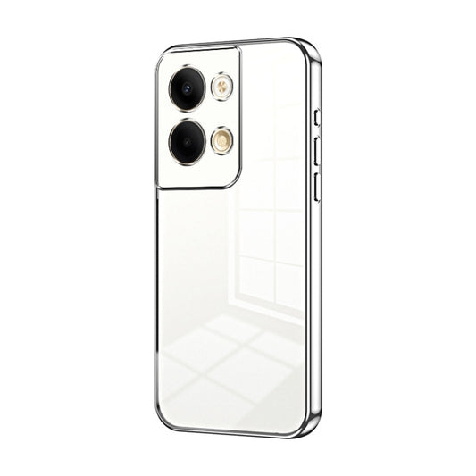 For OPPO Reno9 / Reno9 Pro Transparent Plating Fine Hole Phone Case(Silver) - OPPO Cases by PMC Jewellery | Online Shopping South Africa | PMC Jewellery | Buy Now Pay Later Mobicred