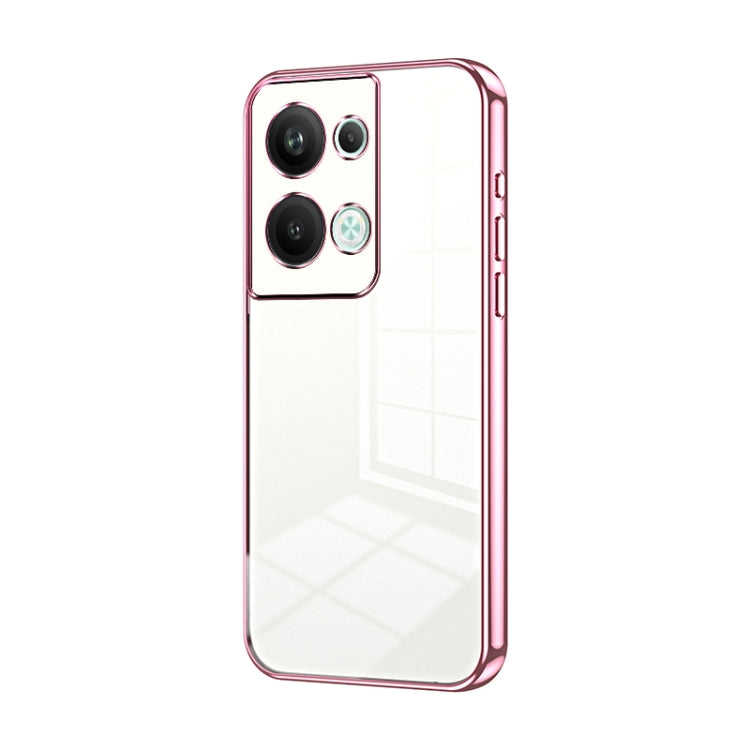 For OPPO Reno9 Pro+ Transparent Plating Fine Hole Phone Case(Pink) - OPPO Cases by PMC Jewellery | Online Shopping South Africa | PMC Jewellery | Buy Now Pay Later Mobicred