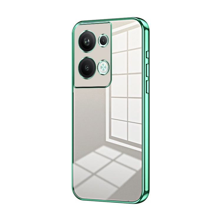 For OPPO Reno9 Pro+ Transparent Plating Fine Hole Phone Case(Green) - OPPO Cases by PMC Jewellery | Online Shopping South Africa | PMC Jewellery | Buy Now Pay Later Mobicred