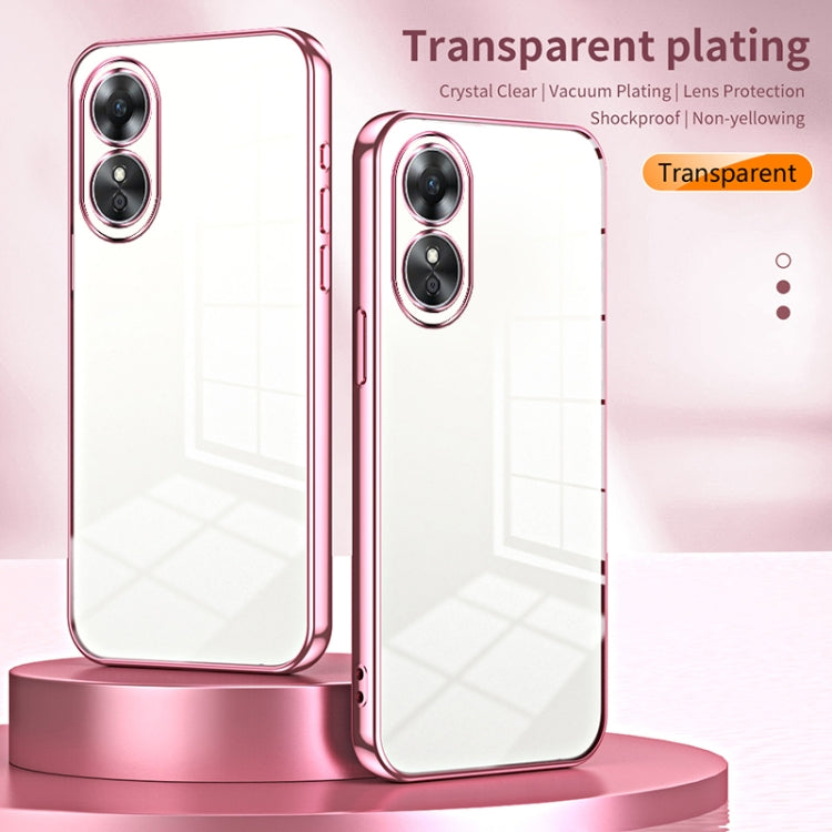 For OPPO A17 / A17K Transparent Plating Fine Hole Phone Case(Green) - OPPO Cases by PMC Jewellery | Online Shopping South Africa | PMC Jewellery | Buy Now Pay Later Mobicred