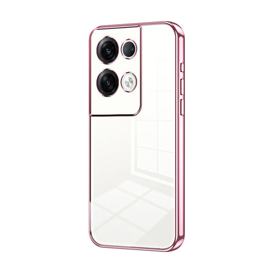 For OPPO Reno8 Pro+ Transparent Plating Fine Hole Phone Case(Pink) - OPPO Cases by PMC Jewellery | Online Shopping South Africa | PMC Jewellery | Buy Now Pay Later Mobicred