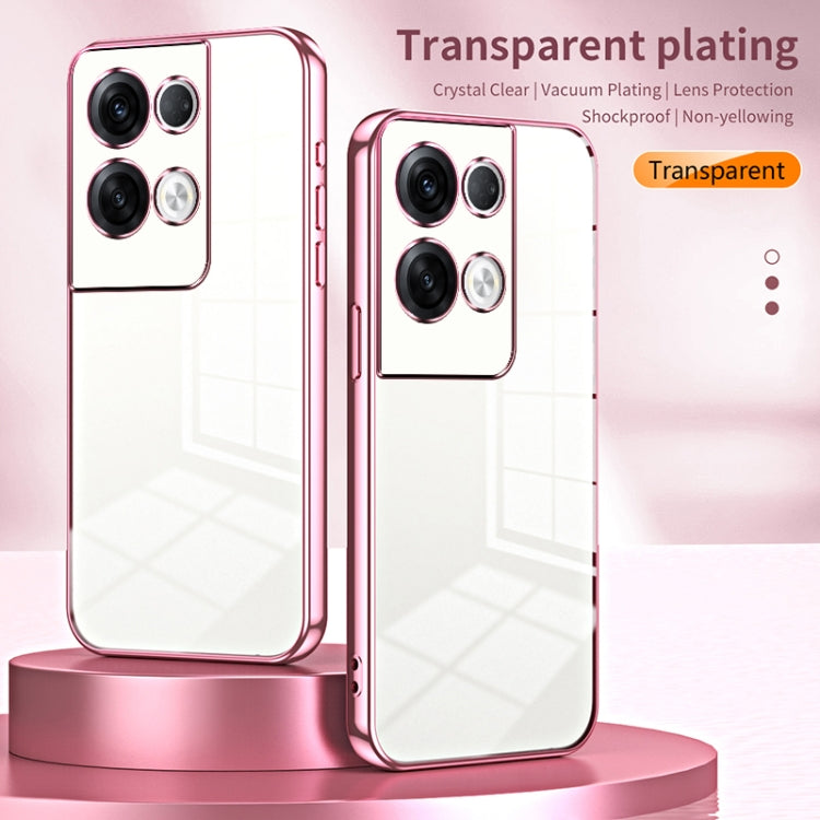 For OPPO Reno8 Pro+ Transparent Plating Fine Hole Phone Case(Pink) - OPPO Cases by PMC Jewellery | Online Shopping South Africa | PMC Jewellery | Buy Now Pay Later Mobicred