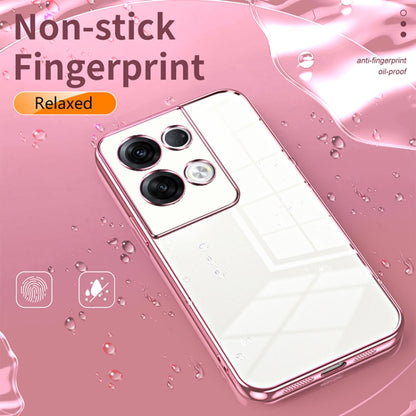 For OPPO Reno8 Pro+ Transparent Plating Fine Hole Phone Case(Pink) - OPPO Cases by PMC Jewellery | Online Shopping South Africa | PMC Jewellery | Buy Now Pay Later Mobicred