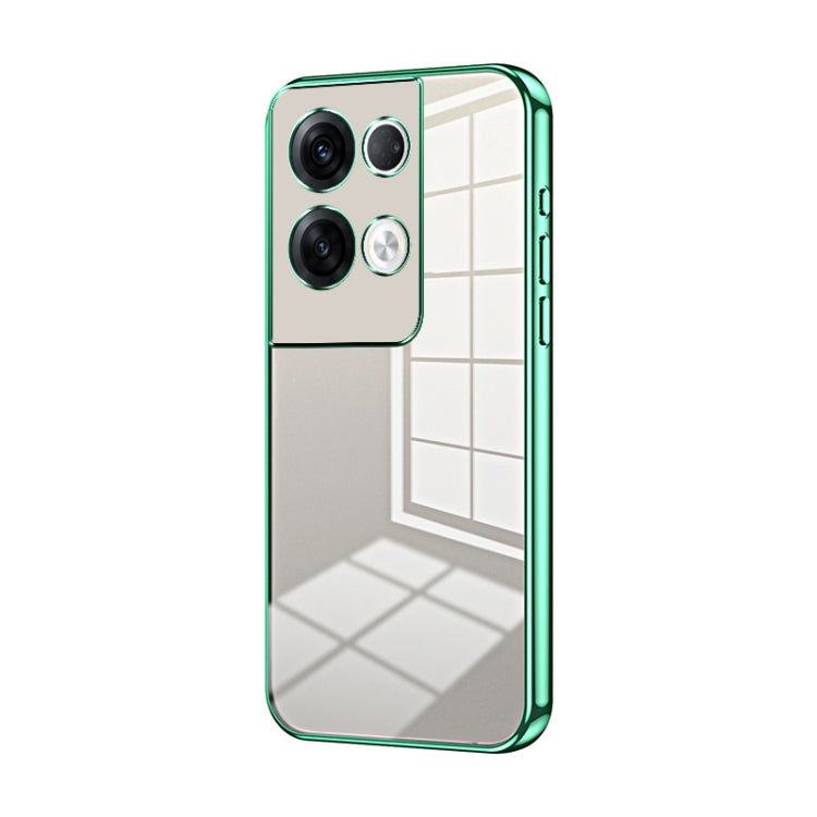 For OPPO Reno8 Pro+ Transparent Plating Fine Hole Phone Case(Green) - OPPO Cases by PMC Jewellery | Online Shopping South Africa | PMC Jewellery | Buy Now Pay Later Mobicred