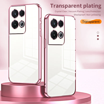 For OPPO Reno8 Pro Transparent Plating Fine Hole Phone Case(Pink) - OPPO Cases by PMC Jewellery | Online Shopping South Africa | PMC Jewellery | Buy Now Pay Later Mobicred